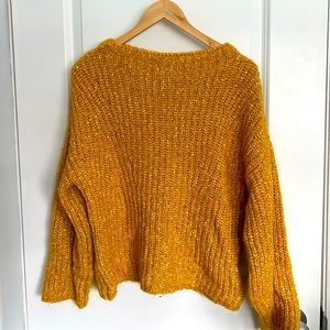Massimo Dutti Yellow Knit Pullover Sweater L